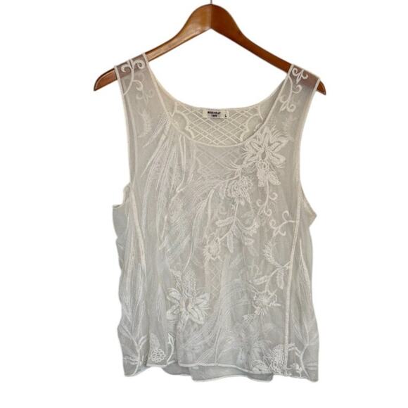 Miss Kelly 1999 Lace Top Women Large Ivory Coquette Cottage Festival Embroidered - Picture 1 of 7
